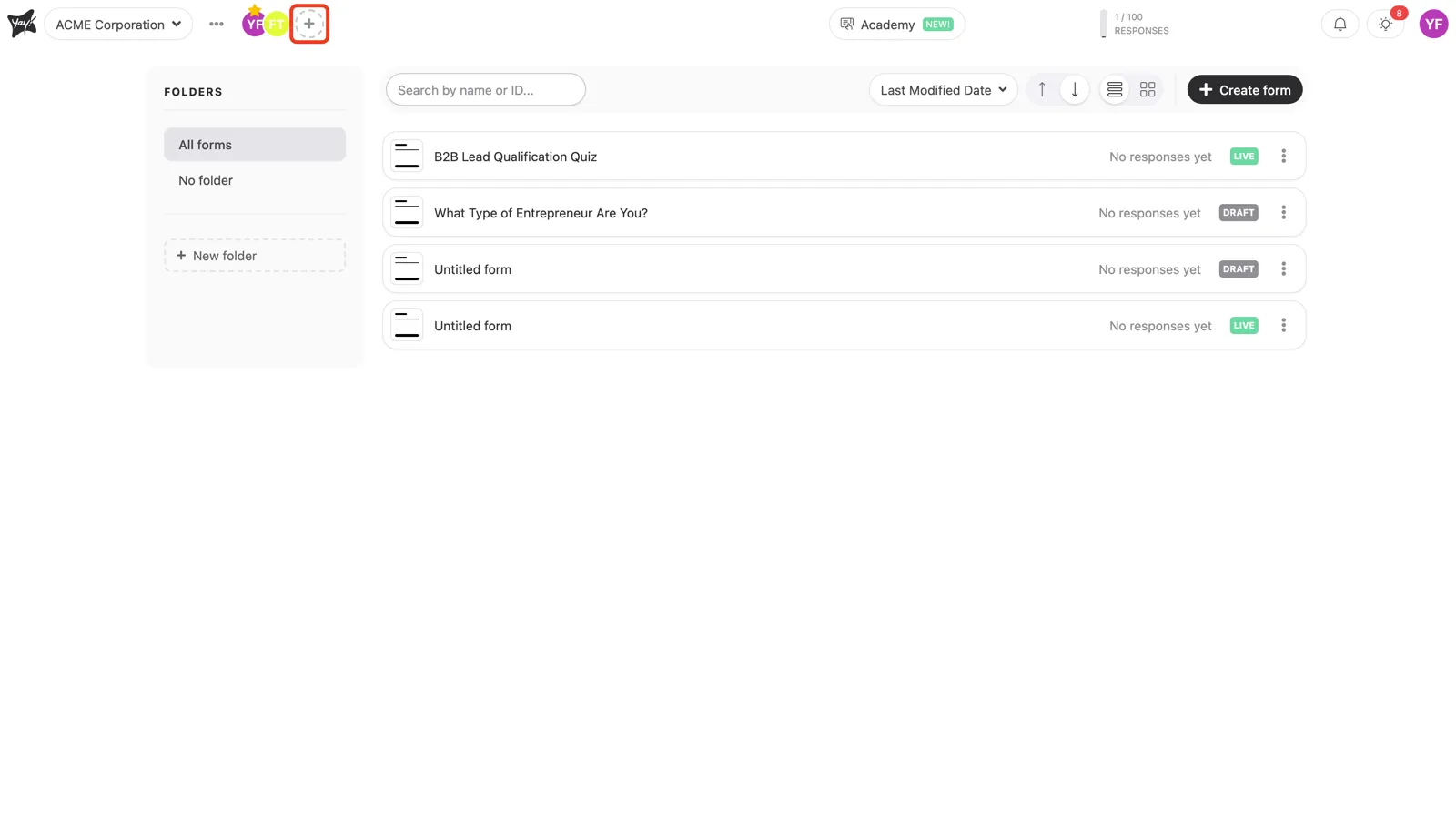 The add user button next to the workspace member avatars