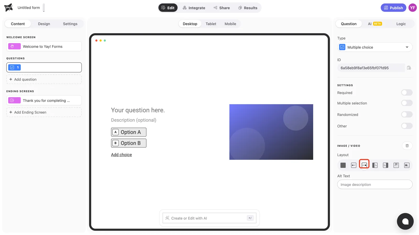 The image floated to the right of the question