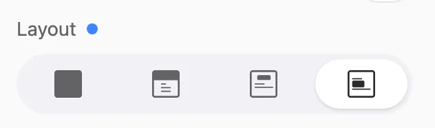 A bolinha azul ao lado da propriedade Layout no modo Celular, indicando um ajuste específico para esse dispositivo