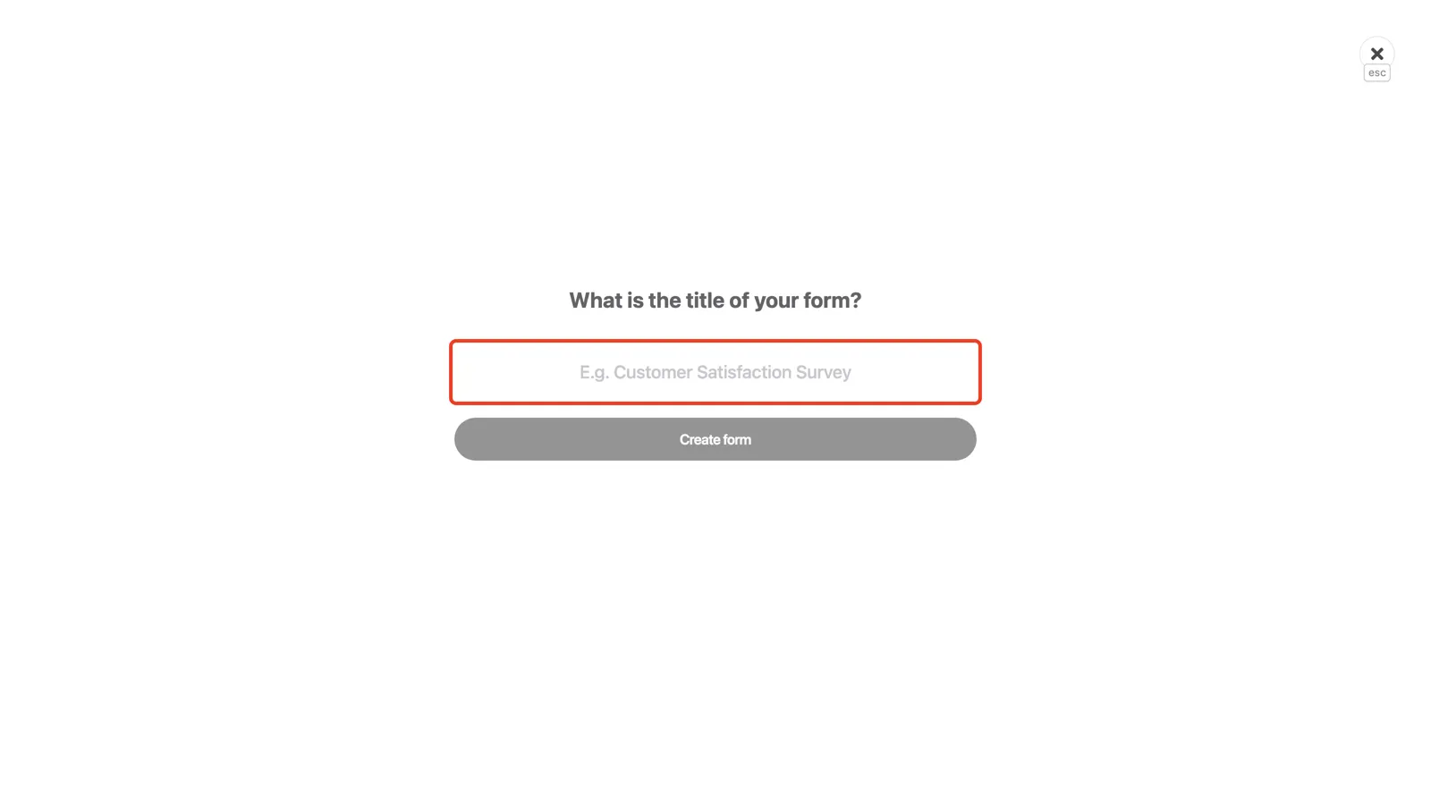 The form title field on the What is the title of your form? screen