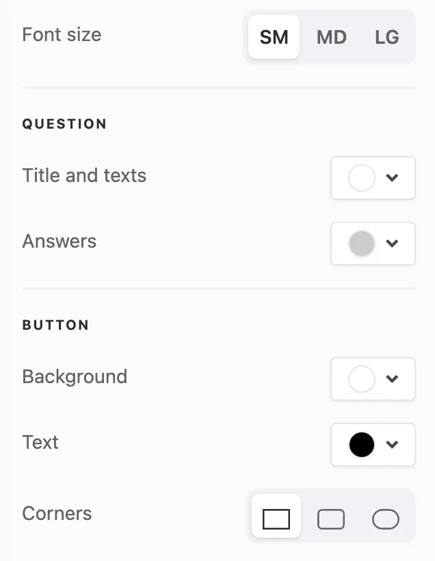 Novas Personalizações de Tema: Tamanho da Fonte e Bordas dos Botões