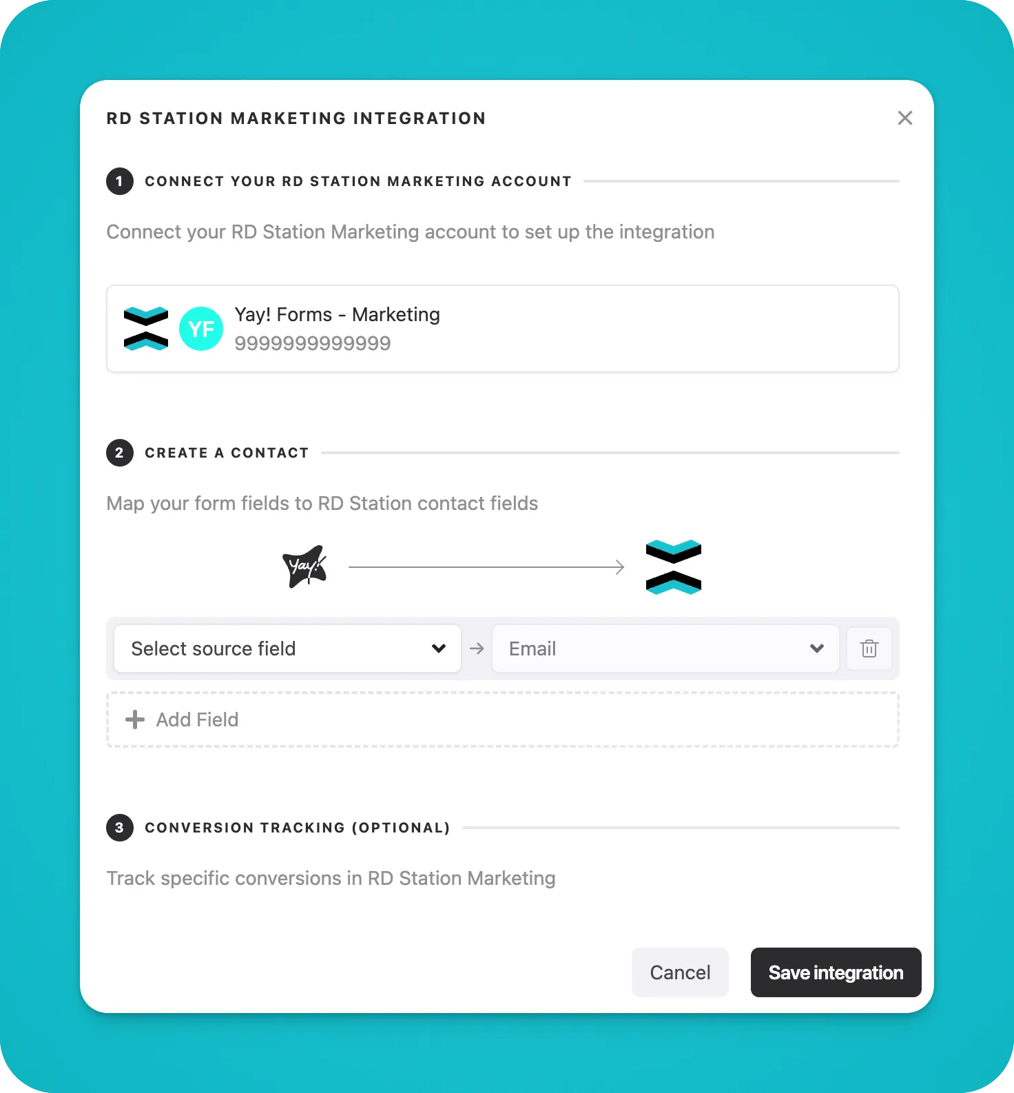 Integration with RD Station Marketing