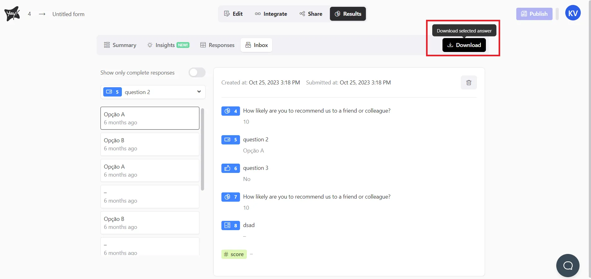 Novidade: Baixe Respostas Individuais em PDF