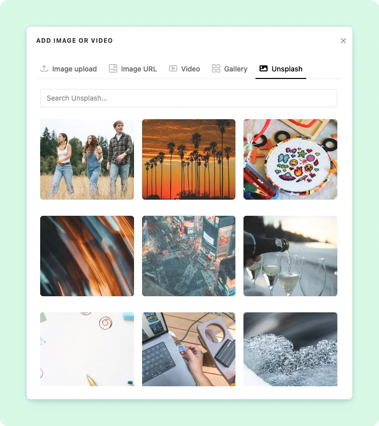 Integração com Unsplash para Imagens Profissionais