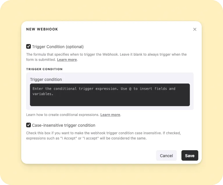 Webhooks com Condições de Disparo