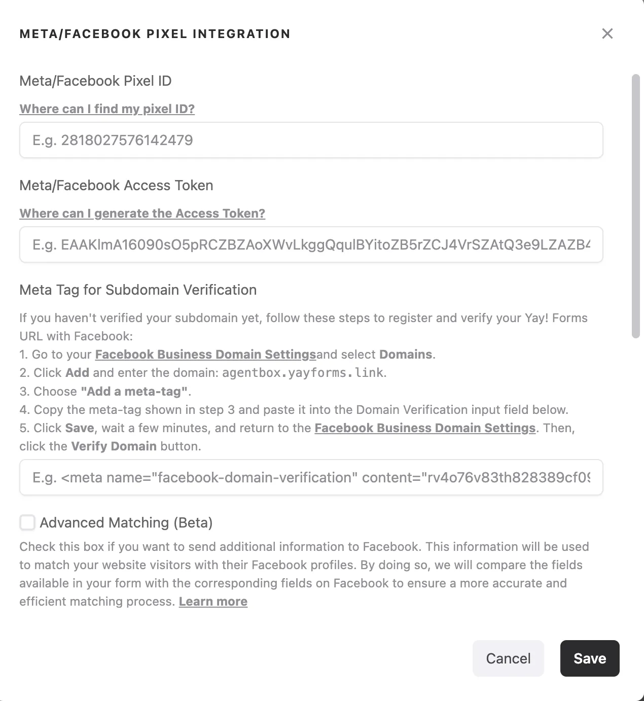 Inovação no Yay! Forms: Verificação de Integração com Facebook Pixel Agora com Meta Tag